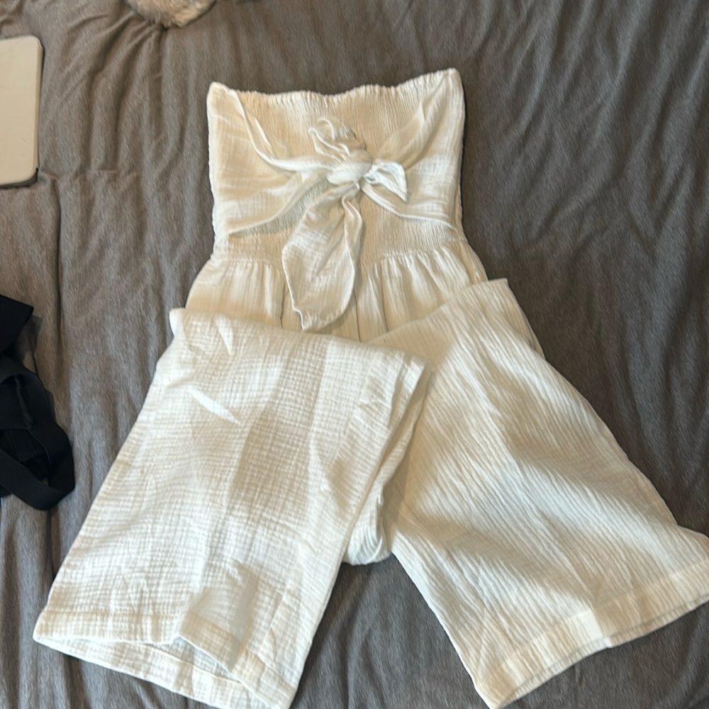 Brand new linen strapless jumpsuit